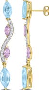Julianna B. Blue Topaz Wavy Drop Earrings Yellow Plated Silver