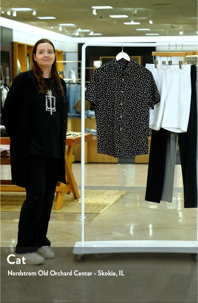 Boho Print Short Sleeve Stretch Button-Up Shirt, sales video thumbnail