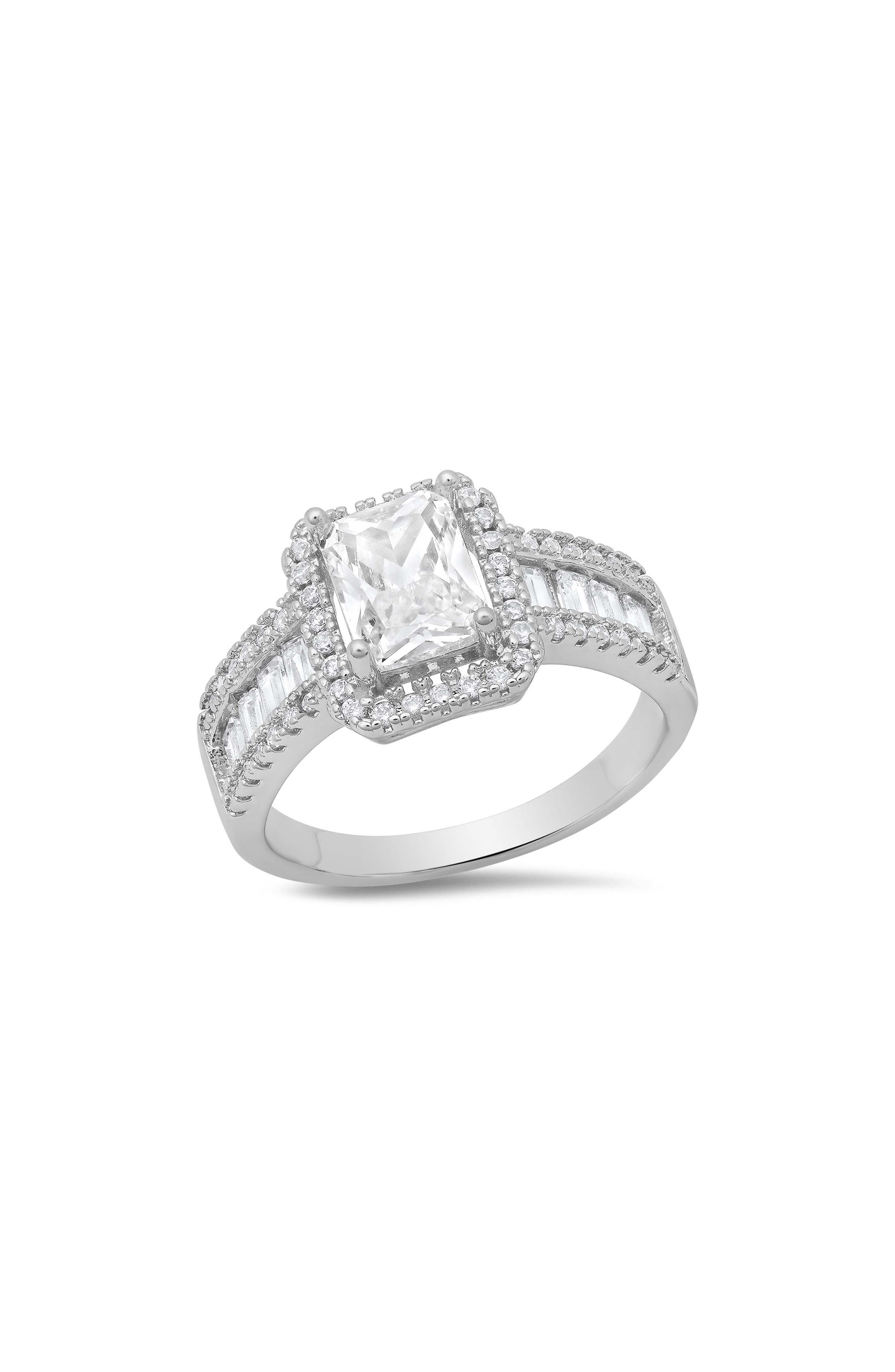 18K Gold Plated Simulated Diamond Halo Ring
