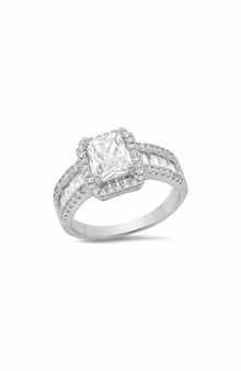 18K Gold Plated Simulated Diamond Halo Ring