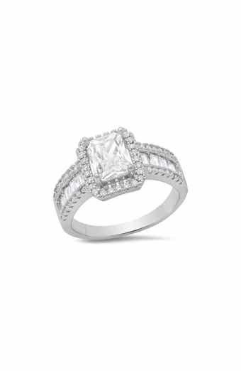 18K Gold Plated Simulated Diamond Halo Ring