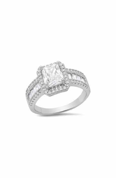18K Gold Plated Simulated Diamond Halo Ring