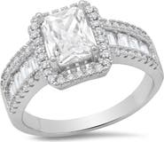 STEELTIME 18K Gold Plated Simulated Diamond Halo Ring
