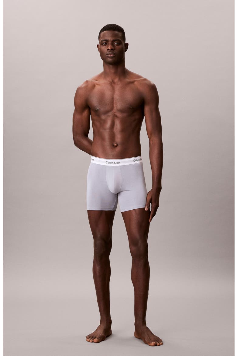 Icon 3-Pack Stretch Cotton Boxer Briefs, Alternate, color, MISTY GREY/ DIAMOND SHORELINE