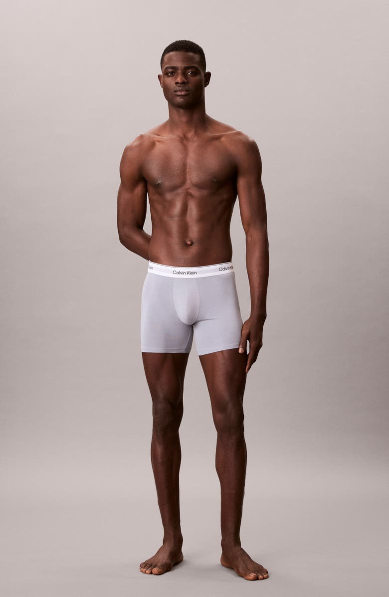 Calvin Klein Icon 3-Pack Stretch Cotton Boxer Briefs, Alternate, color, Misty Grey/ Diamond Shoreline