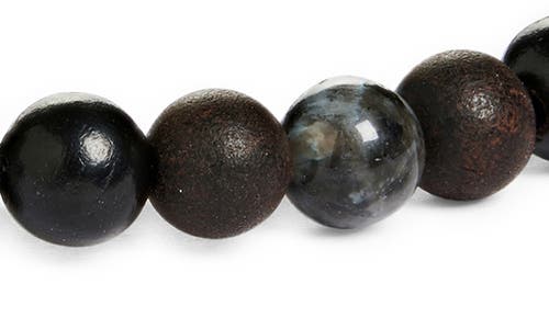 Caputo & Co Mala Beaded Stretch Bracelet In Black Labradorite