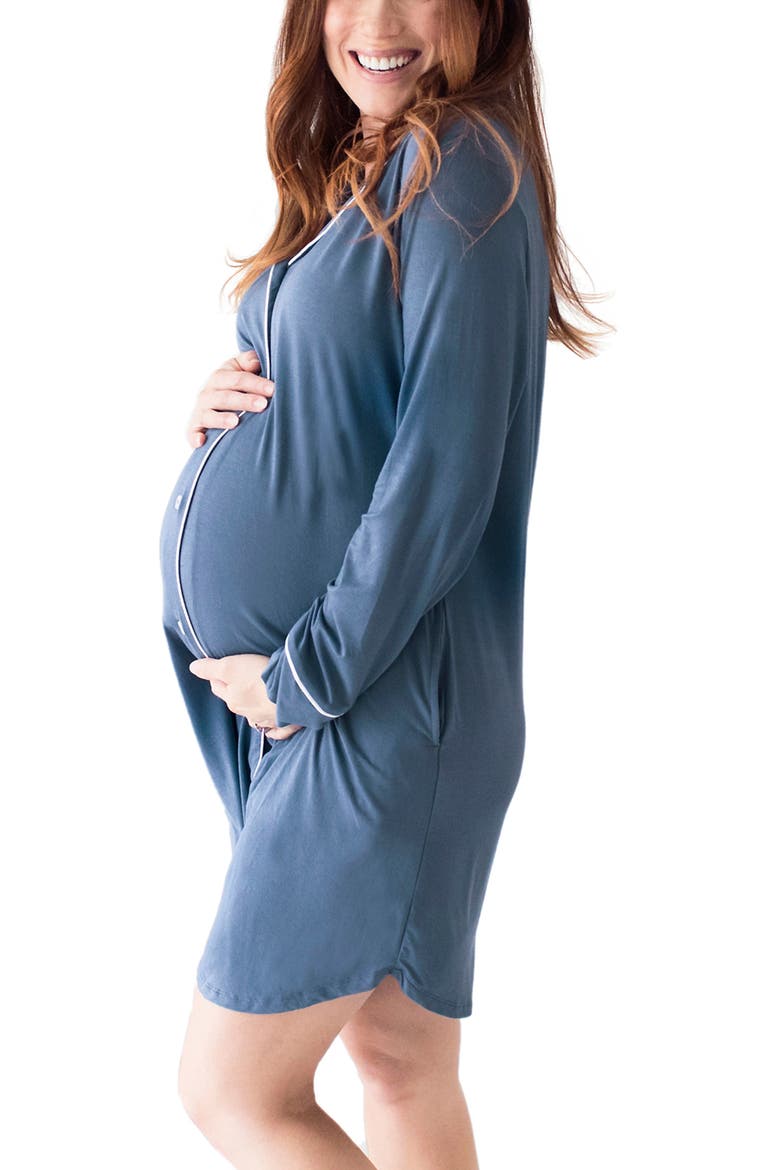 Clea Long Sleeve Sleep Shirt, Alternate, color, SLATE BLUE