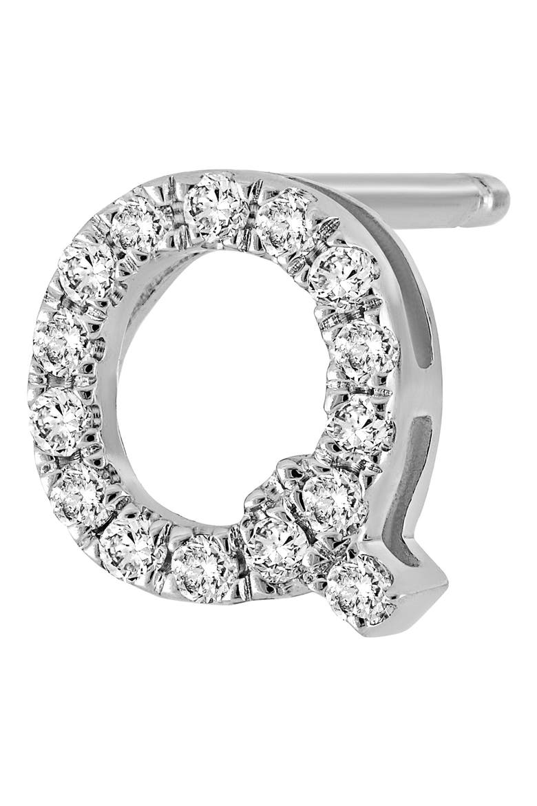 Single Initial Earring   (Nordstrom Exclusive), Alternate, color, D.08 GVS 18KWG