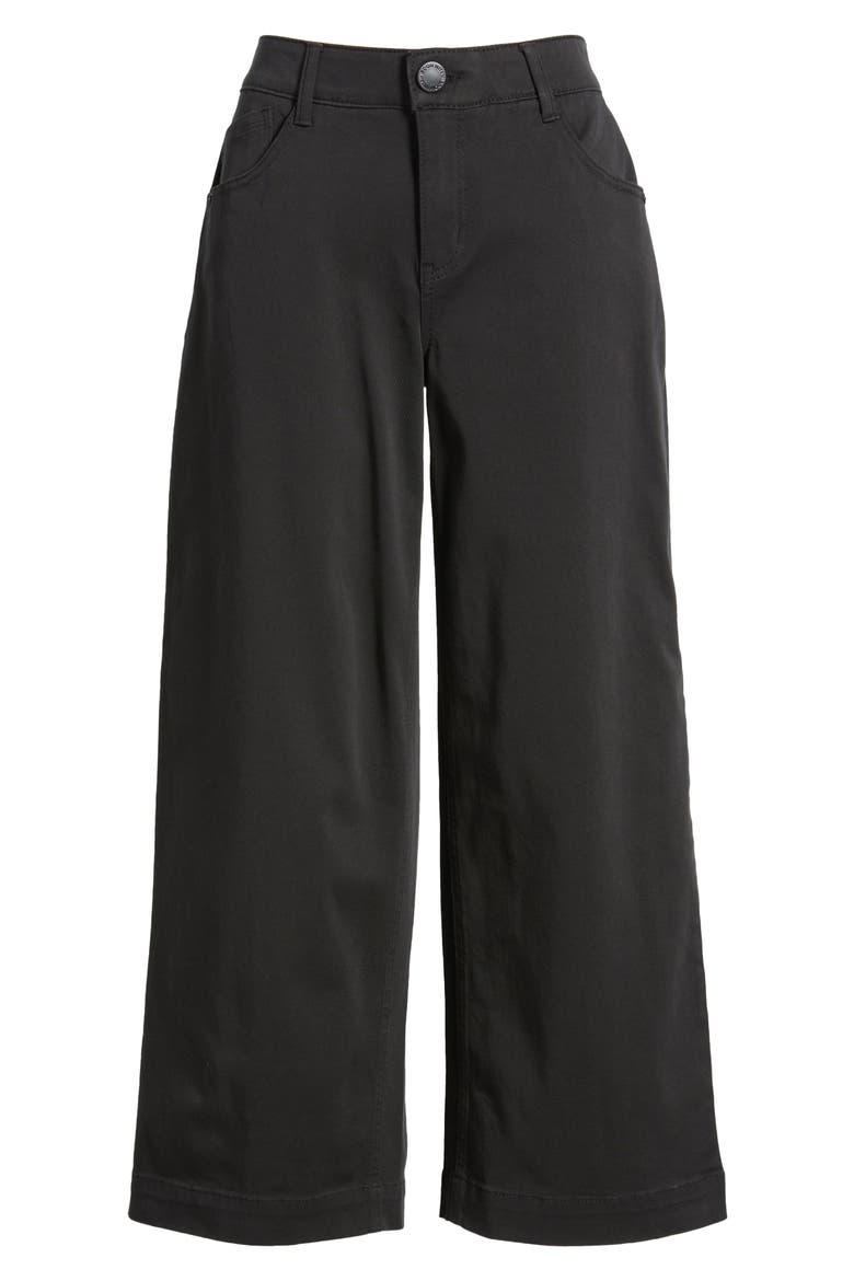 Sam High Waist Ankle Wide Leg Twill Pants, Alternate, color, BLACK