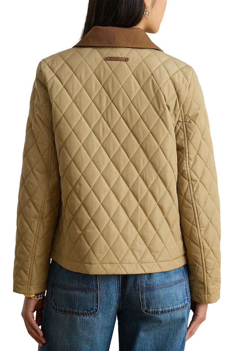 Lauren Ralph Lauren Twill Collar Quilted Jacket, Alternate, color, Birch Tan