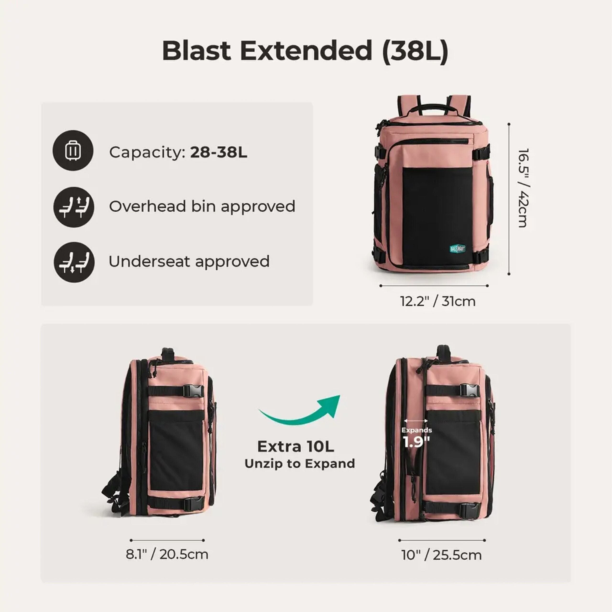 Blast Mesh Carry On Expandable Travel Backpack - 28L-38L Extended, Alternate, color, Rose