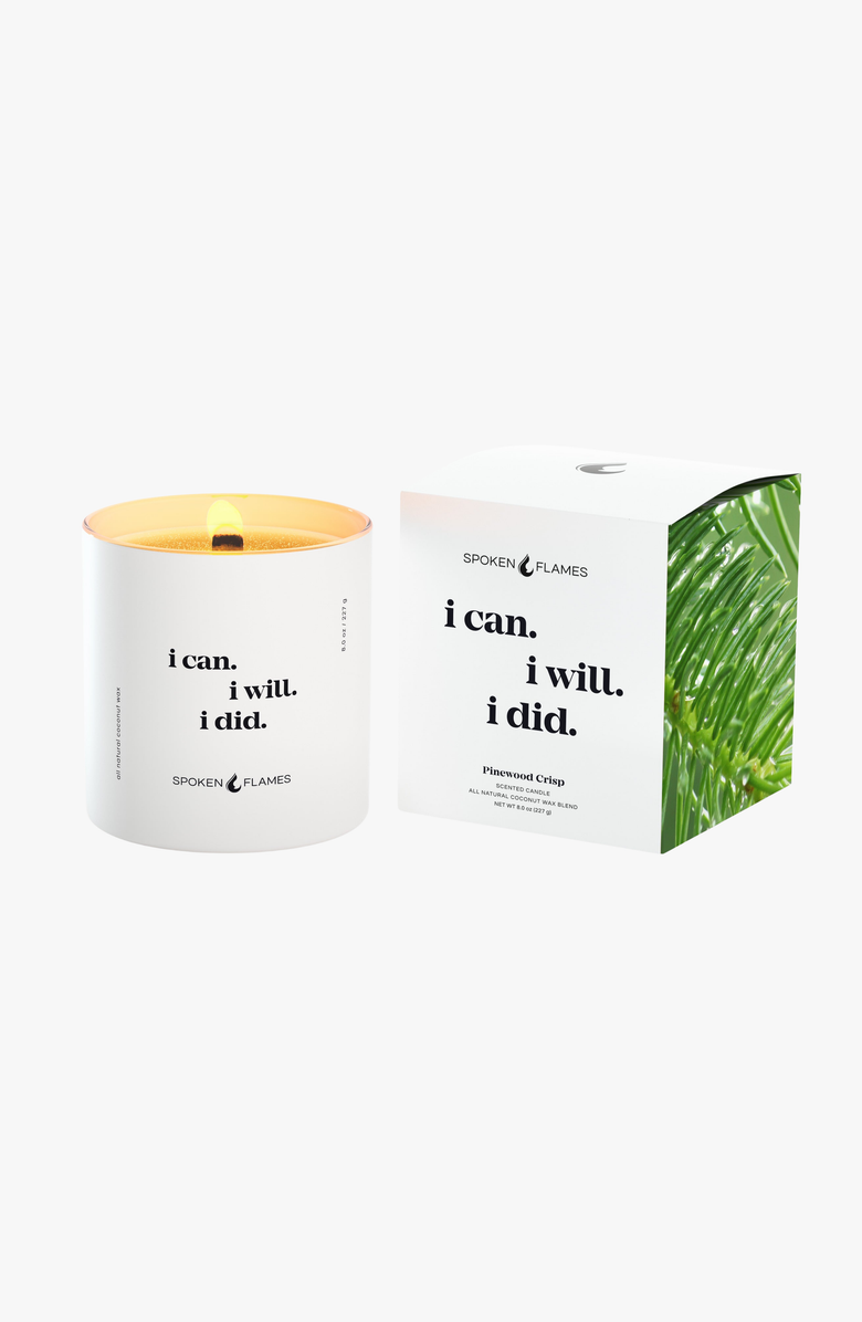 Spoken Flames I Can. I Will. I Did. Candle, Alternate, color, White