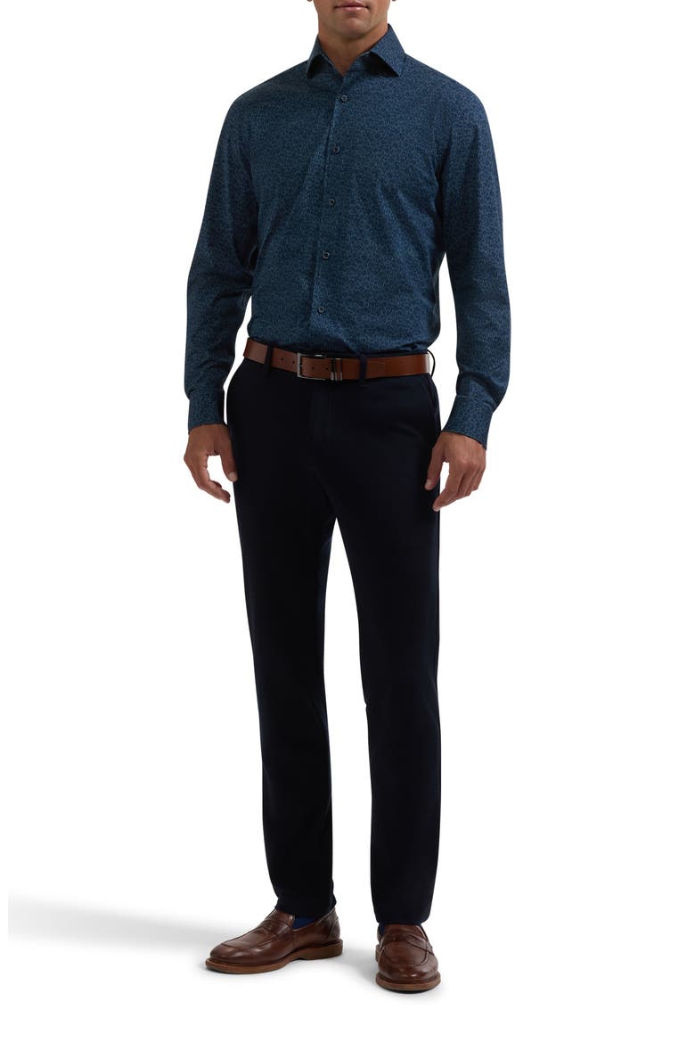 Devon OoohCotton® Print Button-Up Shirt, Alternate, color, NAVY