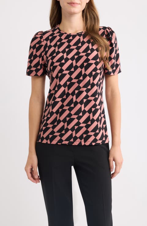 Puffed Shoulder Crewneck Top