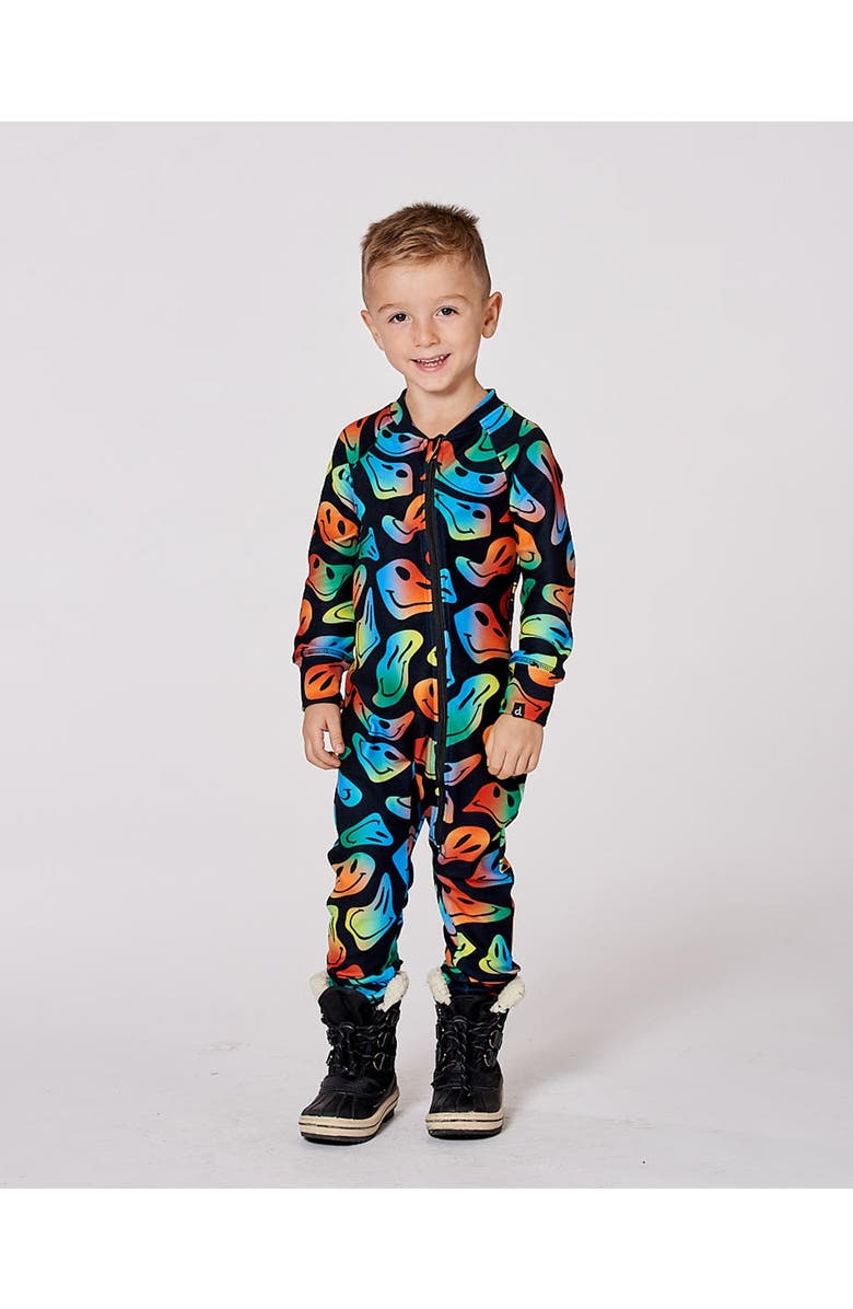 Deux par Deux One-Piece Thermal Underwear, Main, color, Smiley Face Boy