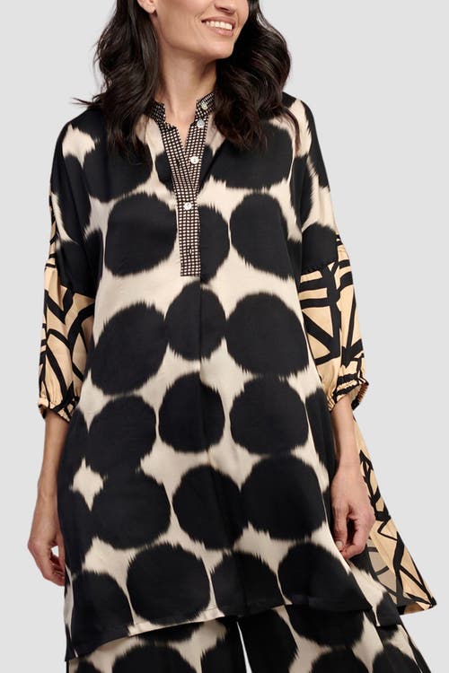 ALEMBIKA ALEMBIKA SERENE MIXED PRINT TUNIC WITH MANDARIN COLLAR