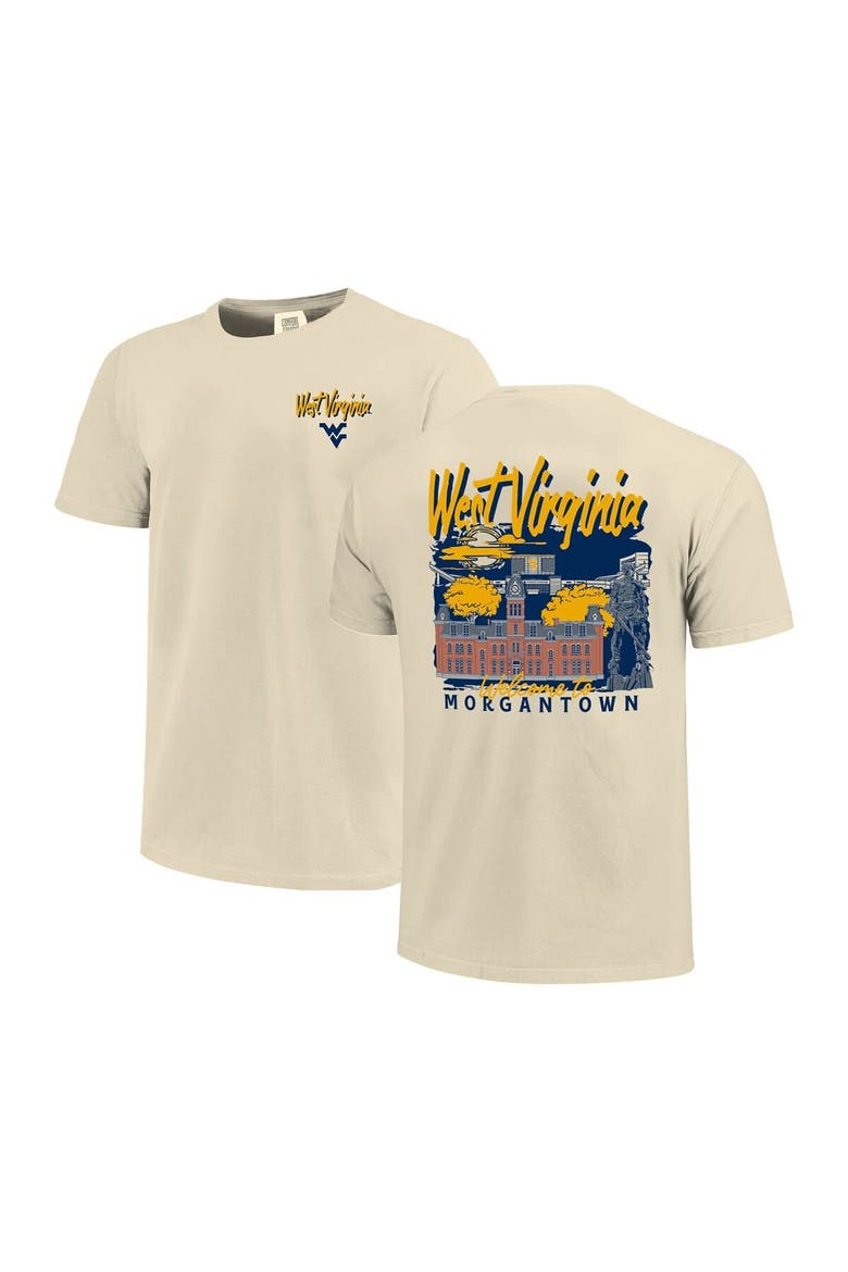 Men's Image One  Natural West Virginia Mountaineers Comfort Colors Hand-Drawn Campus Stack T-Shirt, Main, color, Natural