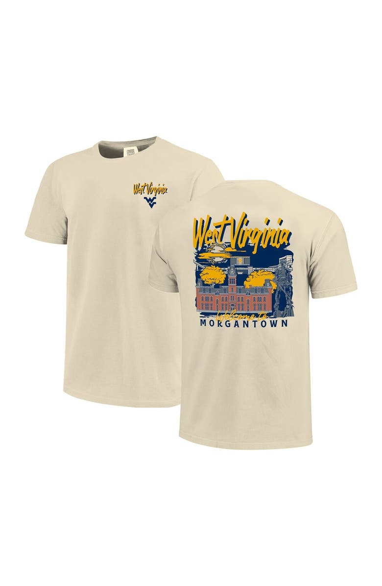 IMAGE ONE Men's Image One Natural West Virginia Mountaineers Comfort Colors Hand-Drawn Campus Stack T-Shirt, Main, color, Natural