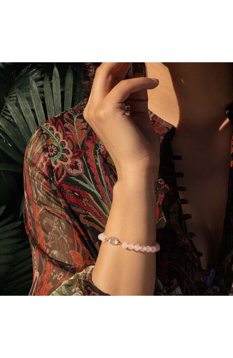 Karma and Luck Emotional Healing Rose Quartz Evil Eye Charm Bracelet, Alternate, color, Pastel Pink