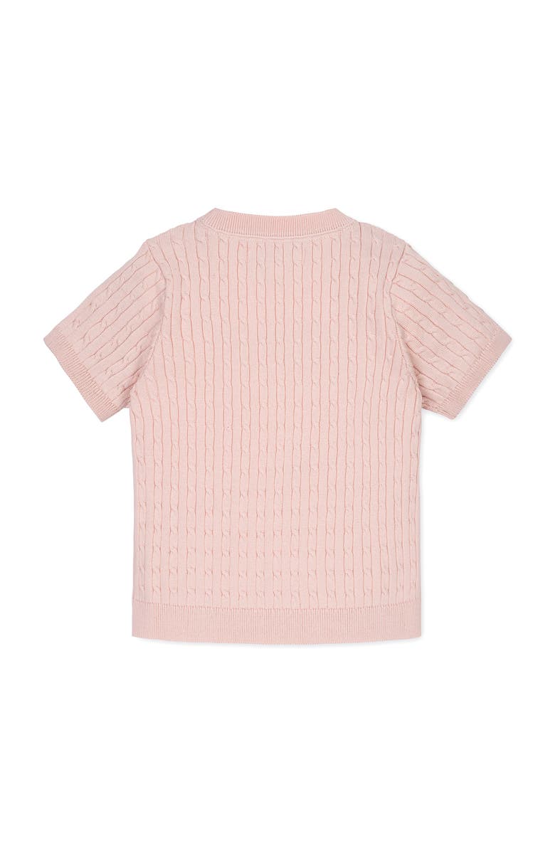 Hope & Henry Kids' Organic Short Sleeve Cable Sweater, Alternate, color, Pale Pink