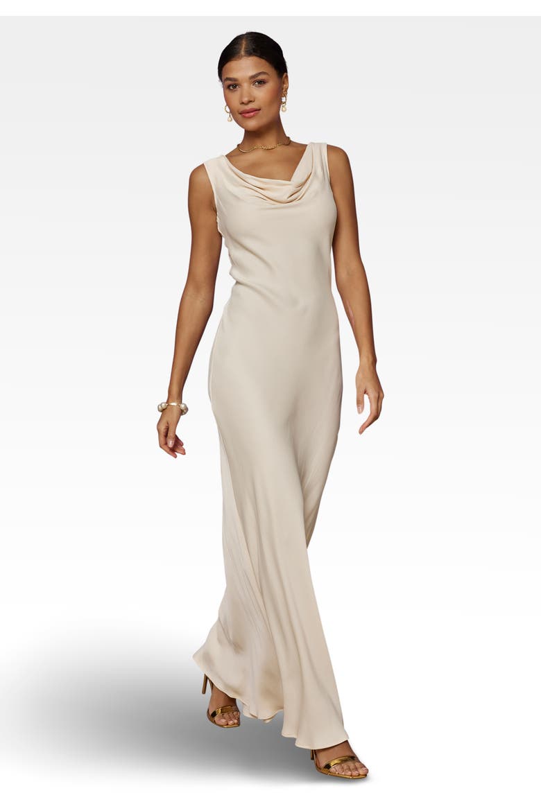 Pandy Satin Cowl Bridesmaid Dress, Main, color, Champagne Ivory