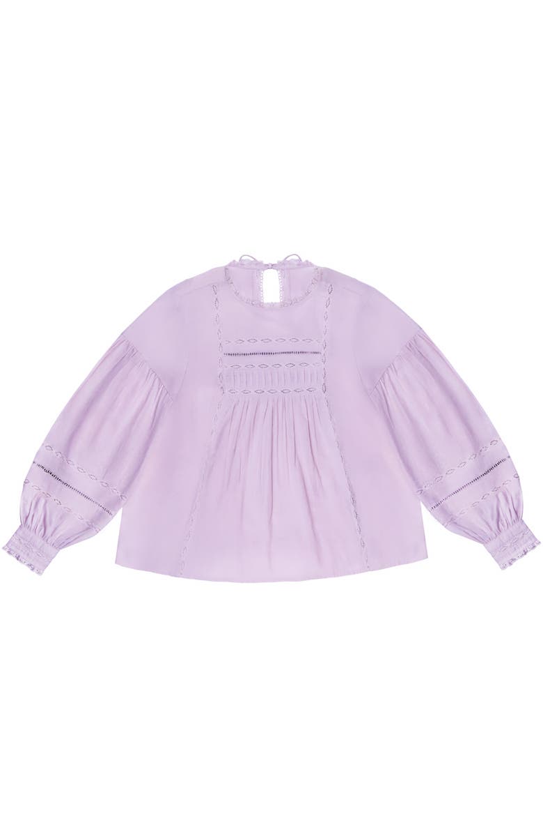 Ro&Zo Lace Insert Long Sleeve Blouse, Alternate, color, Lilac