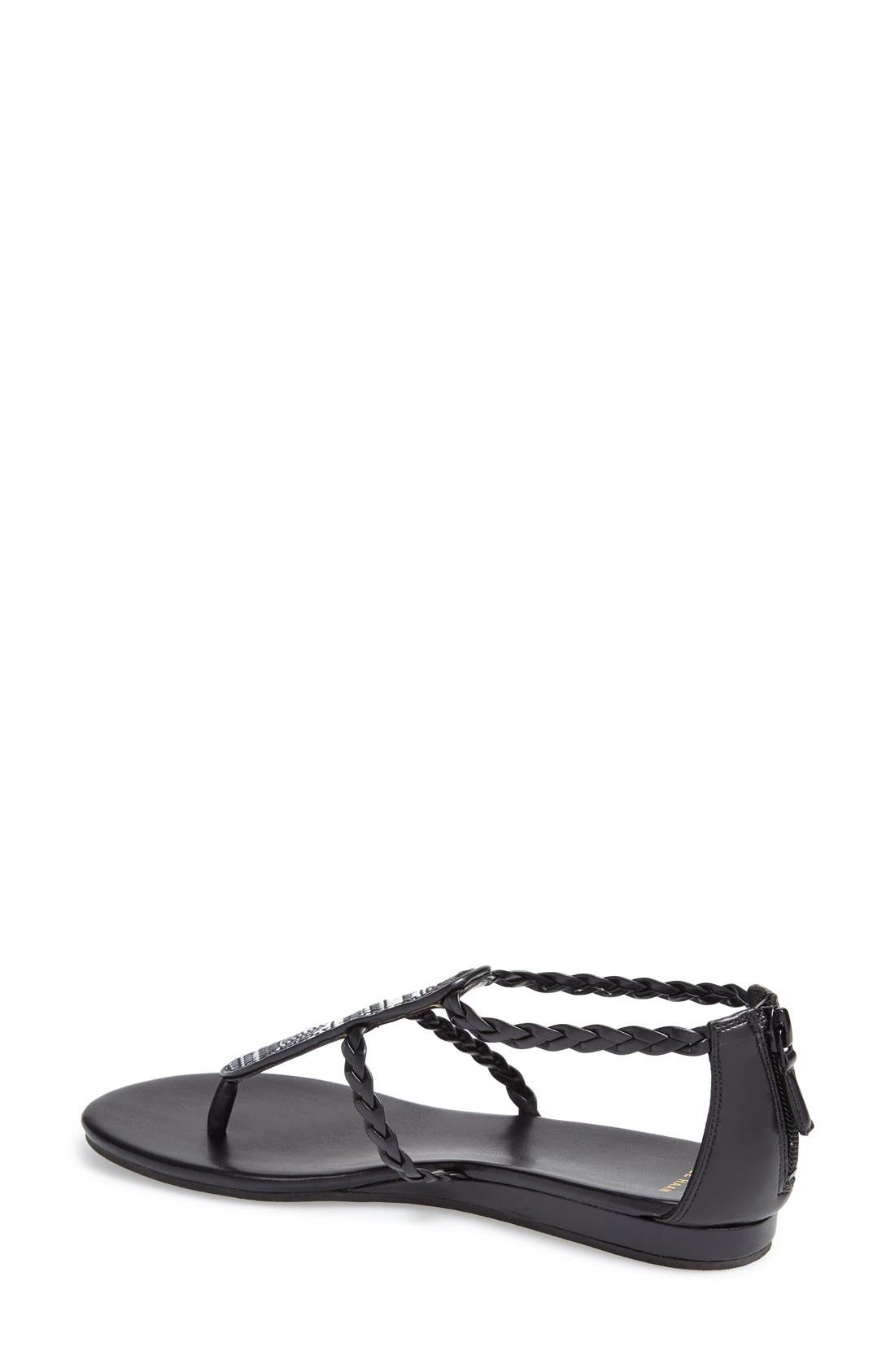 'Abbe' Sandal, Alternate, color, BLACK/ WHITE LEATHER