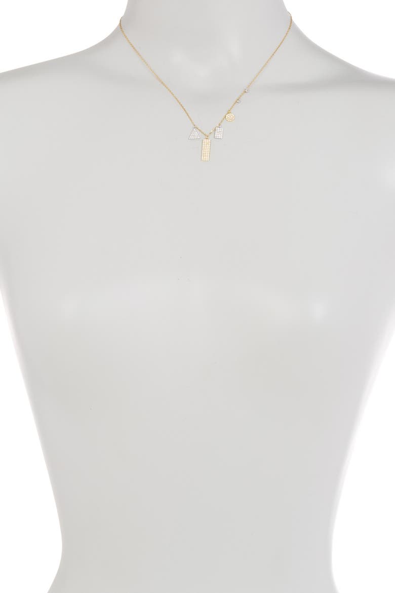 Gold Plated Sterling Silver Multi Shaped Pavé Swarovski Crystal Accented Pendant Necklace, Alternate, color, MULTI