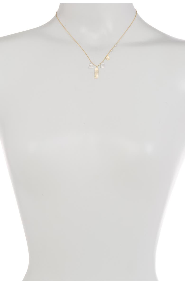 Adornia Gold Plated Sterling Silver Multi Shaped Pavé Swarovski Crystal Accented Pendant Necklace, Alternate, color, Multi