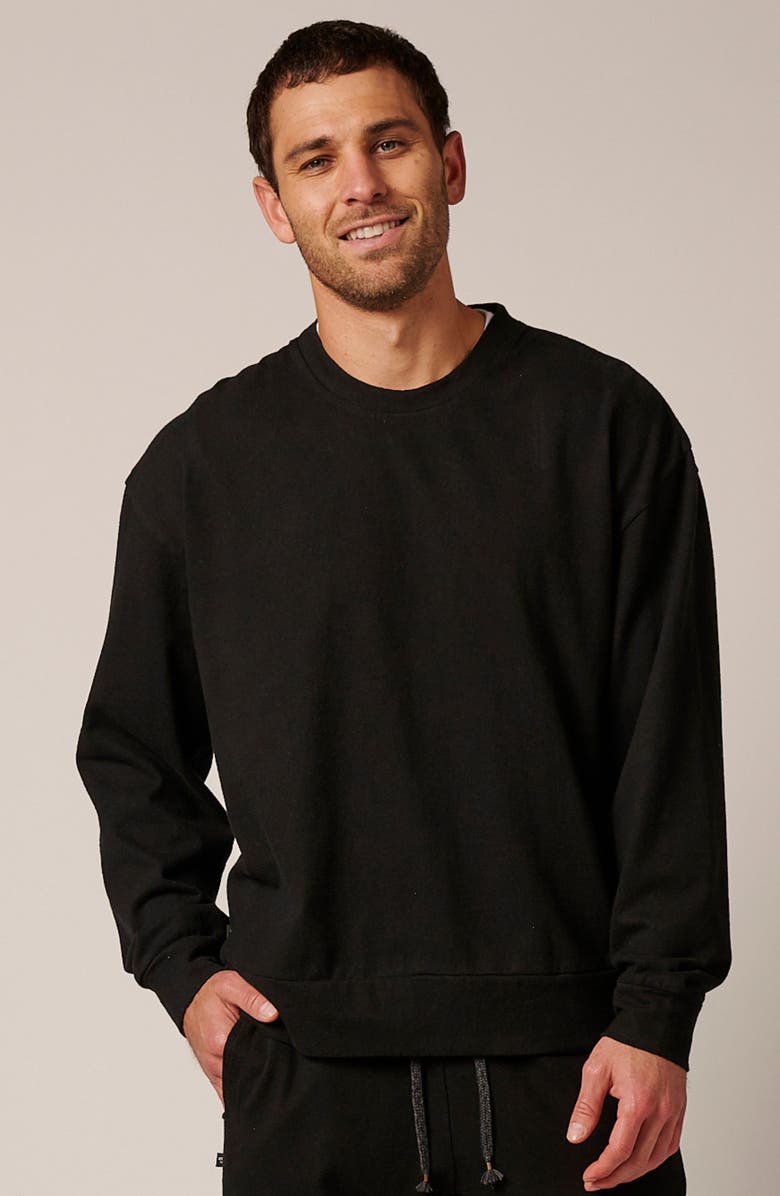 LEISURE LAB Cotton Lounge Crewneck, Alternate, color, Onyx