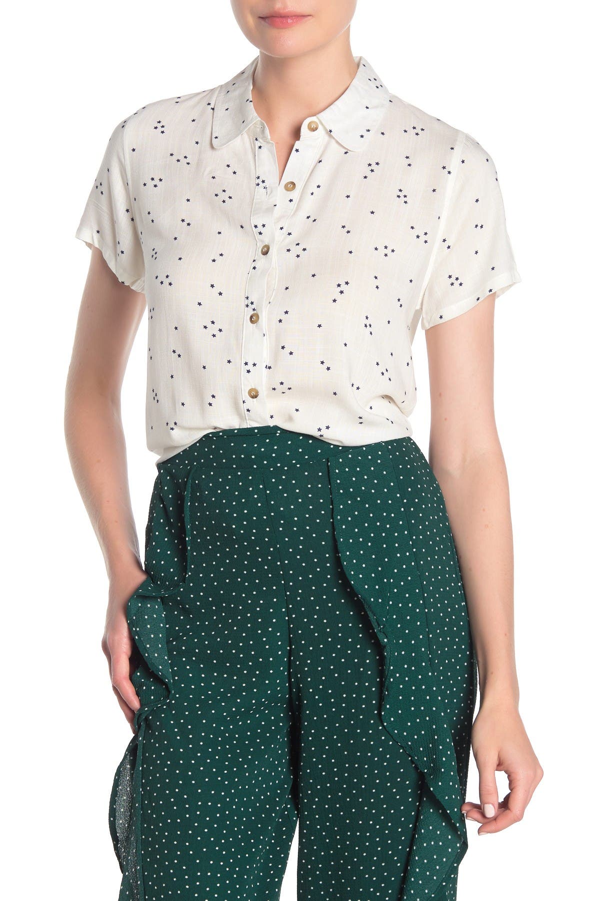 Blu Pepper Overlap Star Button Down Shirt (Women) | Nordstromrack