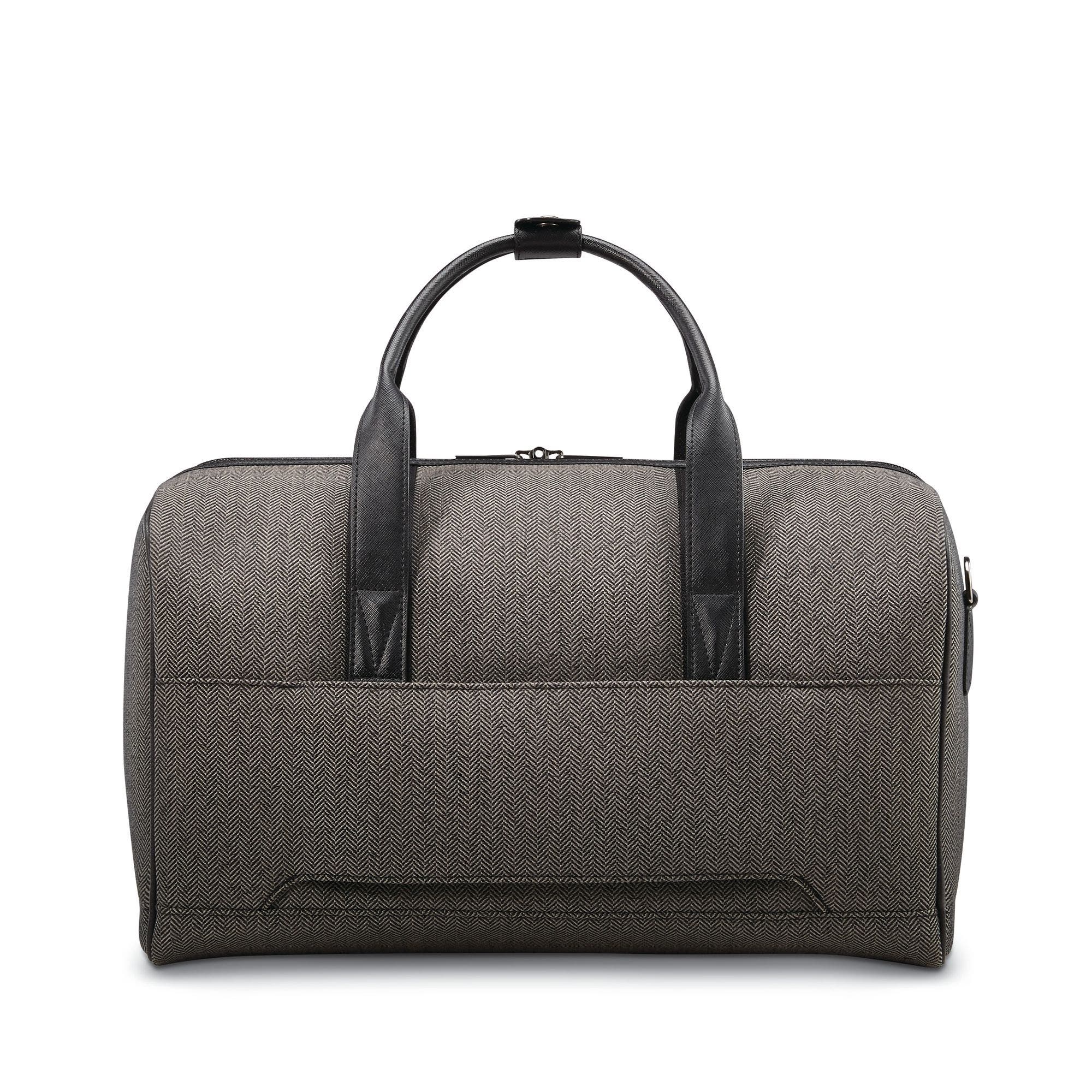 Herringbone Deluxe Weekend Duffel Bag, Alternate, color, Black Herringbone