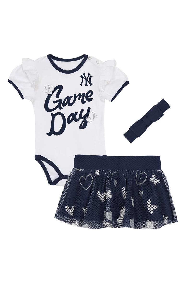 Outerstuff Newborn Outerstuff White/Navy New York Yankees Bodysuit, Headband & Skirt Set, Main, color, White