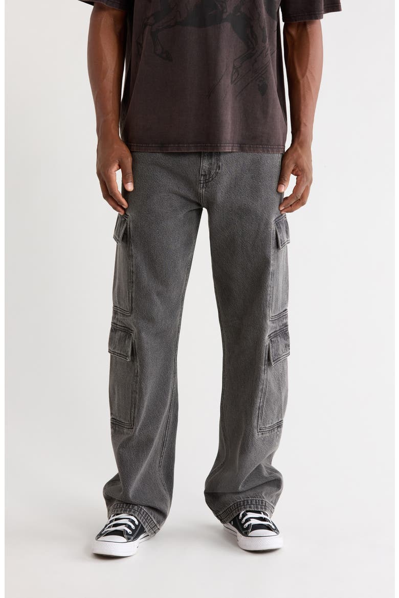 Clark Baggy Cargo Jeans, Main, color, BLACK