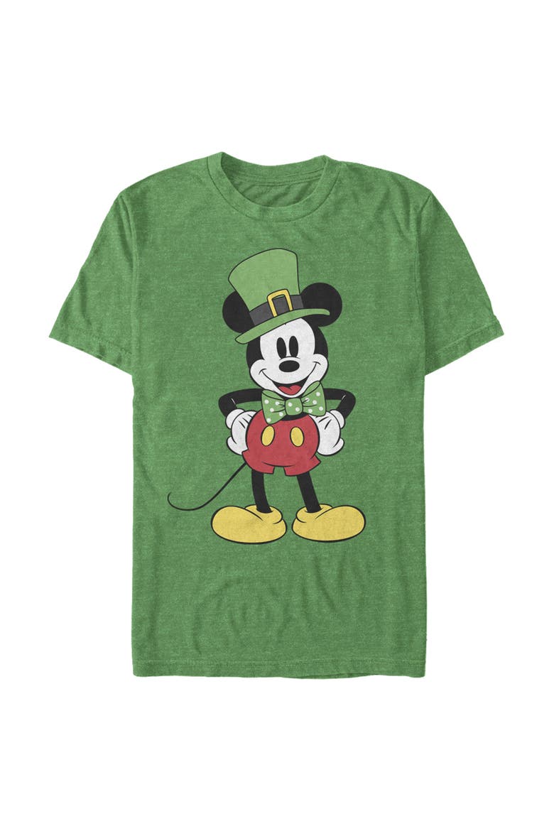 Men's Mickey Mouse St. Patrick's Day Lucky Cartoon Graphic Tee, Main, color, Kelly Heather