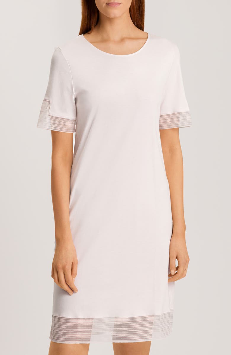 Hanro Sophie Lace Trim Mercerized Cotton Nightgown, Main, color, 