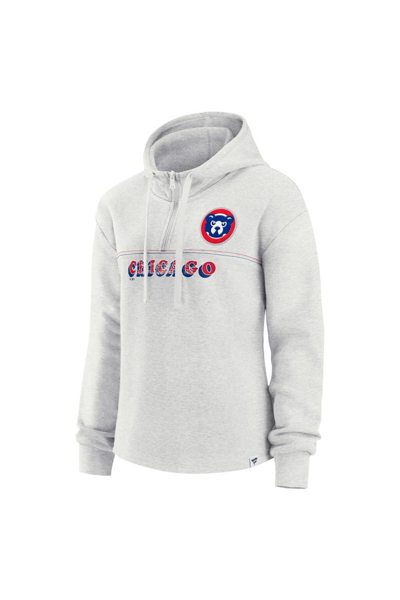 Women's Fanatics Branded Oatmeal Chicago Cubs True Classics Legacy Quarter-Zip Hoodie, Alternate, color, Oatmeal
