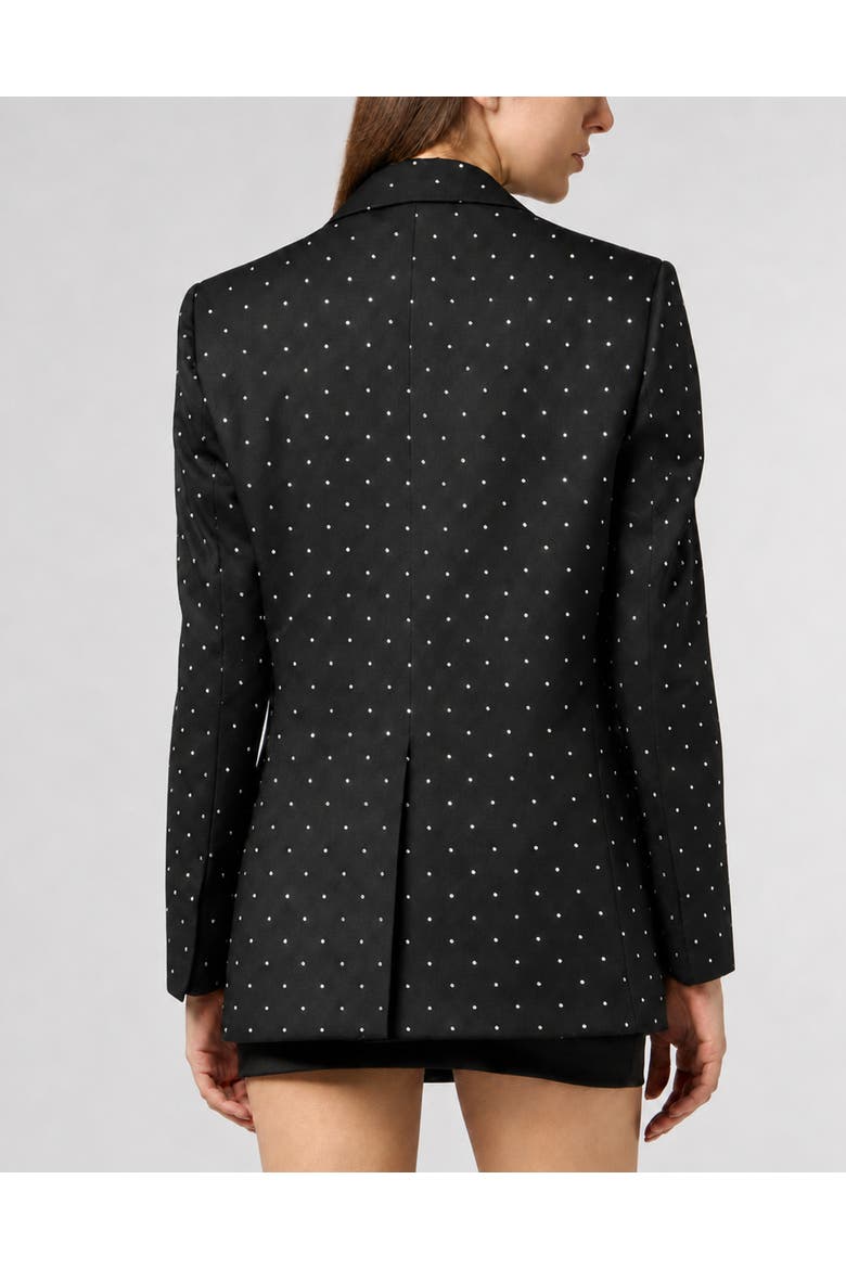 Boyfriend Fit Blazer Crystal Strass Women, Alternate, color, black