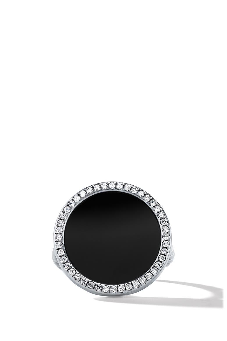 DY Elements Ring with Pavé Diamonds, Alternate, color, SILVER PAVE/ BLACK ONYX