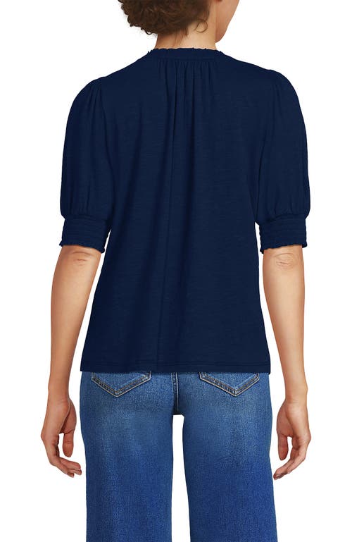 LANDS' END LANDS' END BUTTON PINTUCK PUFF SLEEVE TOP 
