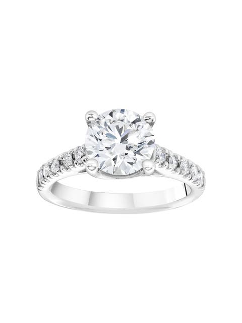 Certified 2 1/2Ct Diamond Cathedral Engagement Ring 14k Gold Lab Grown