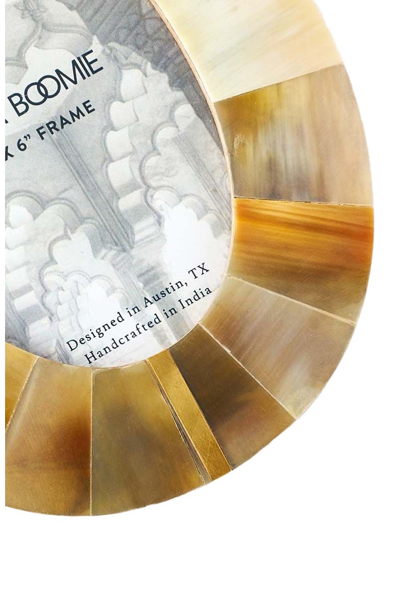Kachhua Picture Frame - Horn, Brass Inlay, Alternate, color, Brown - Oval 4x6