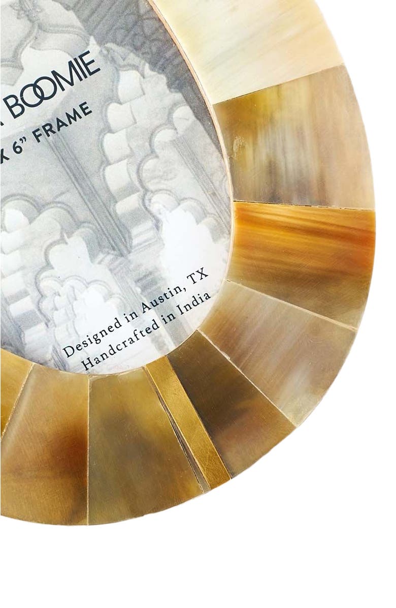 Matr Boomie Kachhua Picture Frame - Horn, Brass Inlay, Alternate, color, Brown - Oval 4X6