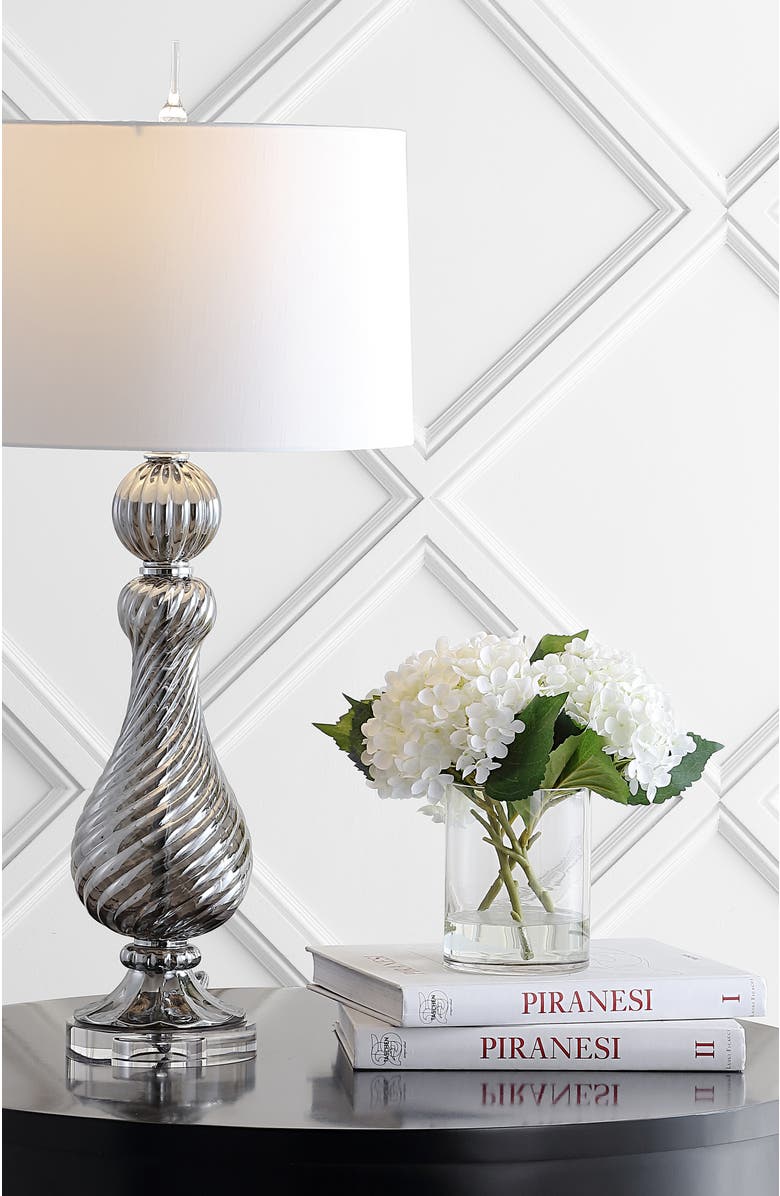 JONATHAN Y Murano 32" Swirled Crystal/Glass LED Table Lamp, Gray, Alternate, color, Gray