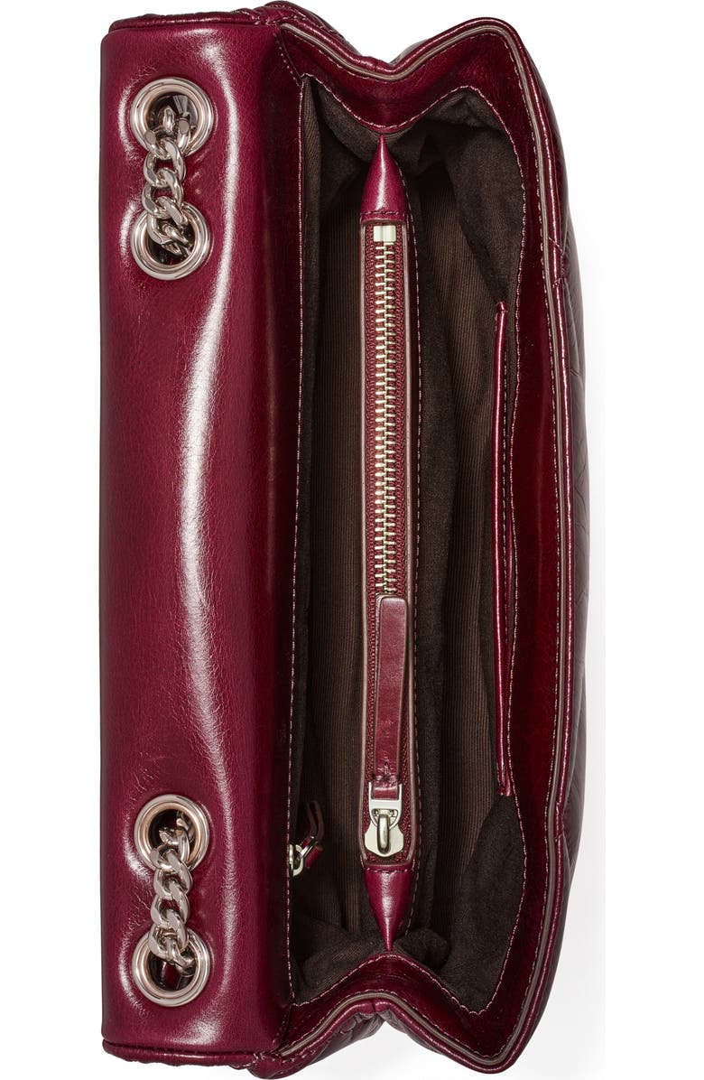 Tory Burch Kira Diamond Quilted Distressed Leather Convertible Crossbody Bag, Alternate, color, Dark Carmine