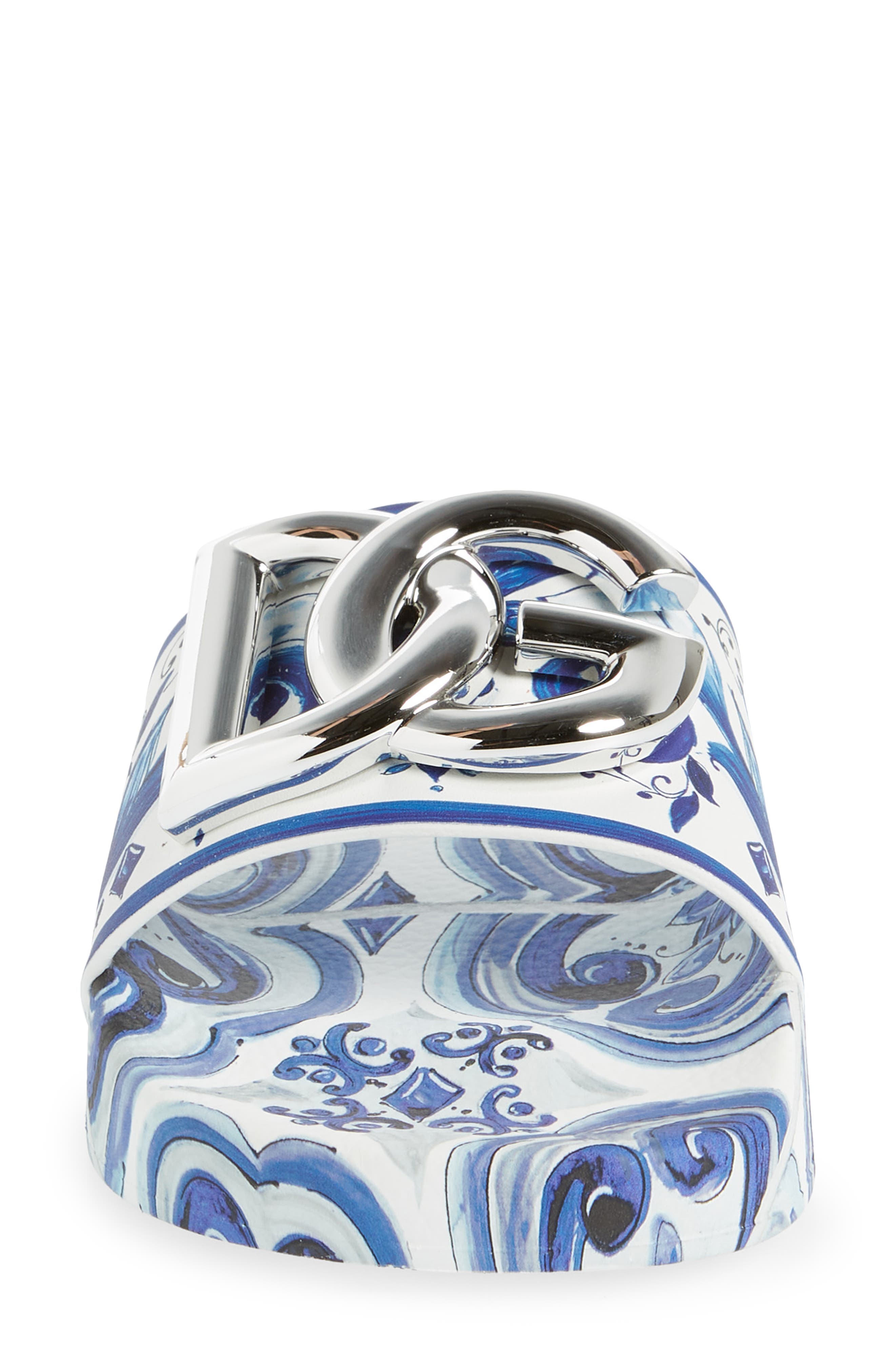 Dolce&Gabbana Logo Majolica Print Slide Sandal, Alternate, color, 
