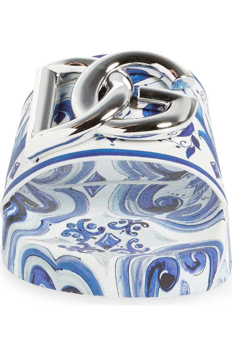 Dolce&Gabbana Logo Majolica Print Slide Sandal, Alternate, color,