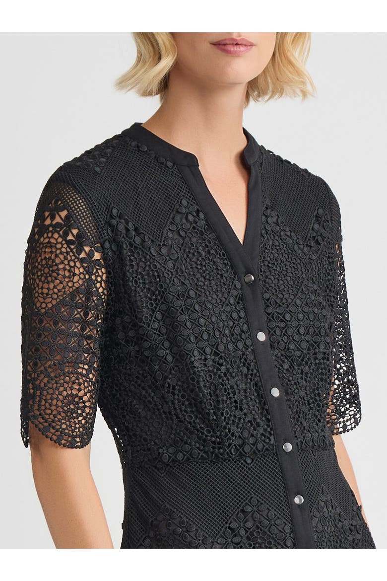 A-Line Tiered Laced Woven Midi Dress, Alternate, color, Black