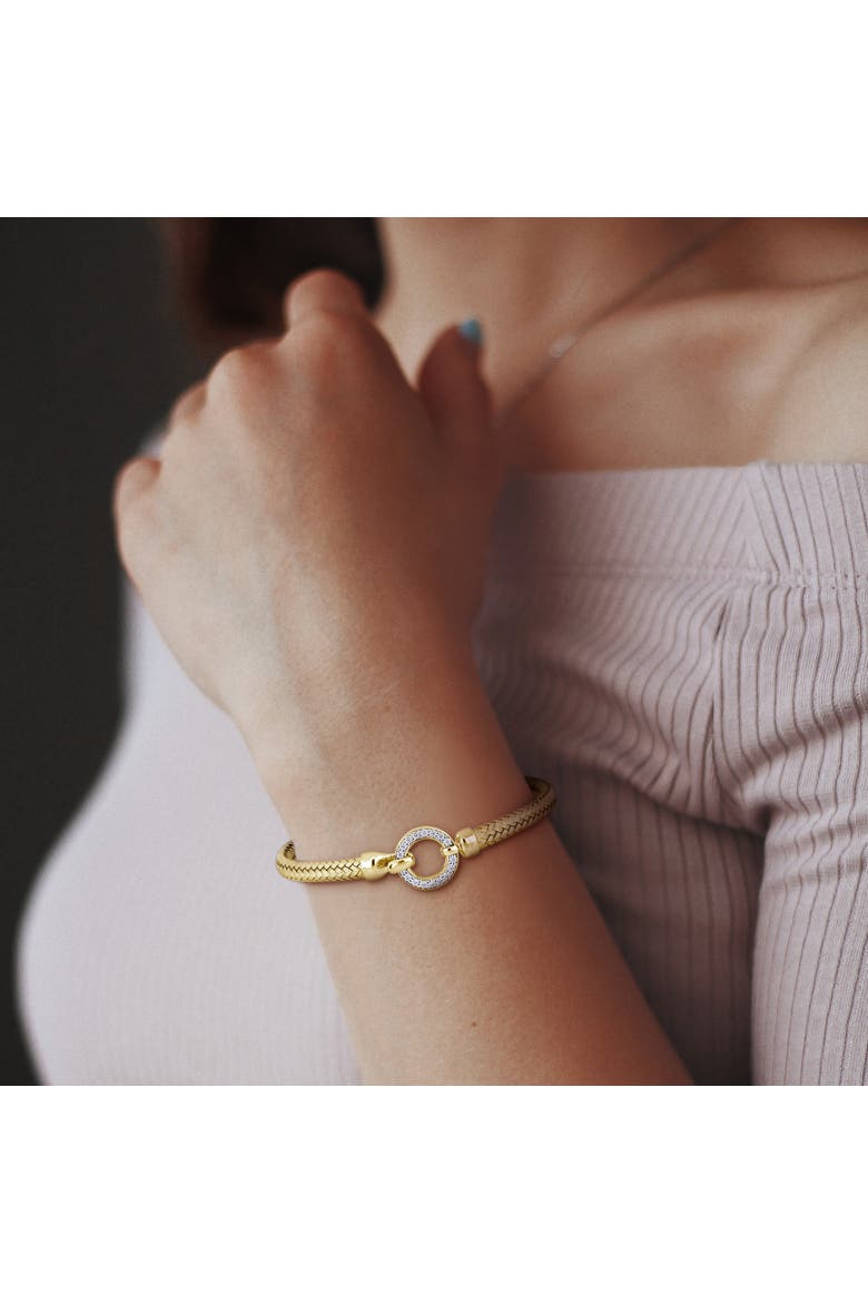 Cubic Zirconia Weave Bangle Buckle Clasp, Alternate, color, Yellow-Plated