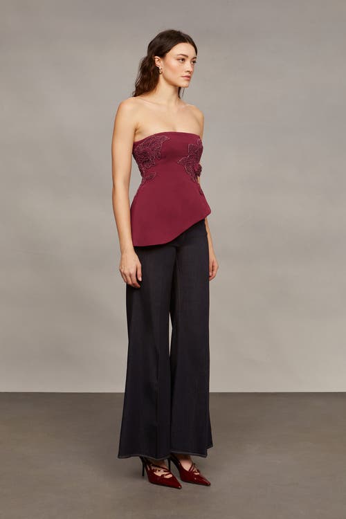 Amur Ardell Beaded Floral Top In Red